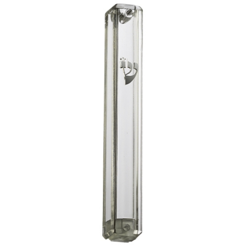 Picture of Plastic Transparent Mezuzah With Silver Shin - 2.75 inches